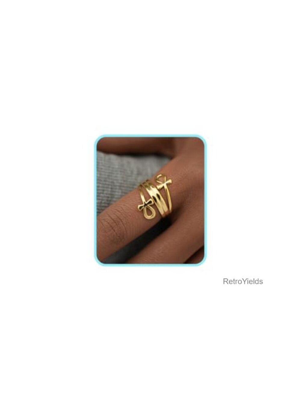 Ankh Cross Ring Adjustable Stainless Steel Gothic Punk Unisex Statement Jewelry